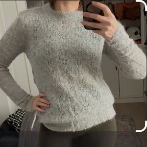 MAGASCHONI Women's Grey Mohair Wool Blend Sweater Loose Knit Pullover Size S
